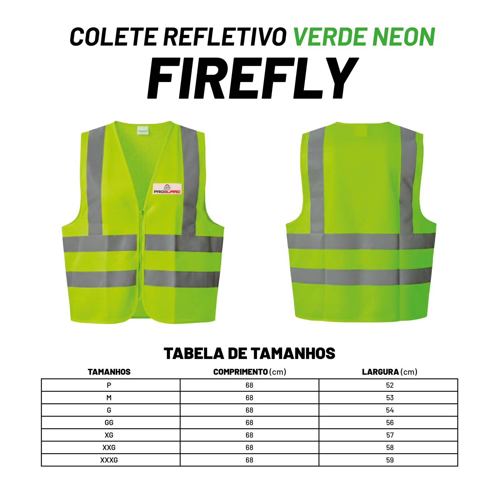 PROGUARD - Colete Refletivo Sem Bolso FIREFLY - Vista Lateral